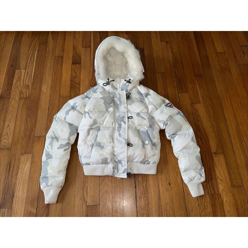 Rossignol Ville 100 Ans Women's Bomber Jacket Camo Faux Fur Size S